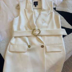 River Island Cream Sleeveless Blazer Top